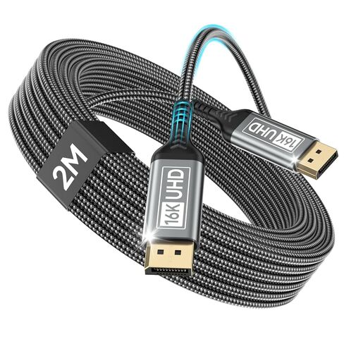 كابل DisplayPort 16K 2.1 6.6FT، كابل DP يدعم 8K@240 هرتز، 4K@540 هرتز 360 هرتز 240 هرتز، 80 جيجابت في الثانية، HDR، HDCP، DSC 1.2a، شاشة ألعاب متوافقة مع سلك منفذ العرض، FreeSync، G-Sync، RTX 5090/4090 in Kuwait