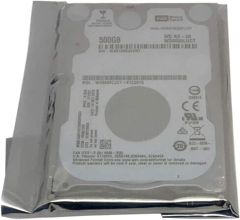ويسترن ديجيتال WD5000LUCT AV 500 جيجا بايت 5400 دورة في الدقيقة 16 ميجابايت كاش (7 ملم) ساتا 3.0 جيجابت/ثانية محرك الأقراص الصلبة الداخلي للكمبيوتر الدفتري 2.5 بوصة (متجدد) in Kuwait