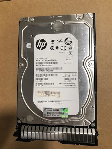 محرك الأقراص الصلبة HEWLETT PACKARD 695507-003 HPE 3 تيرابايت 7.2K 6G LFF SAS SC in Kuwait
