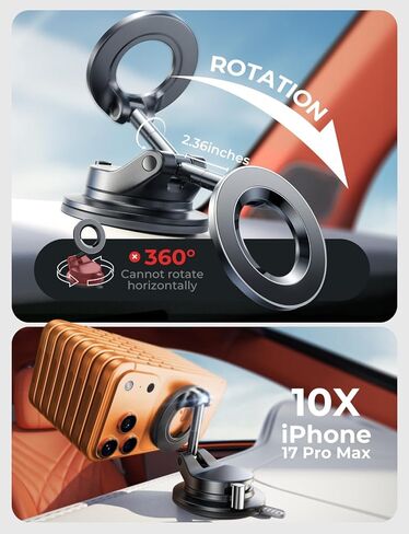LISEN for Magsafe Car Mount, Cell Phone Holders for Your Car, Magnetic Car Accessories for Women Men Jeep Truck, Vacuum Gifts Kits for iPhone 17 Pro Max 16 15 14 13 12, Samsung S26, No Glue in Kuwait
