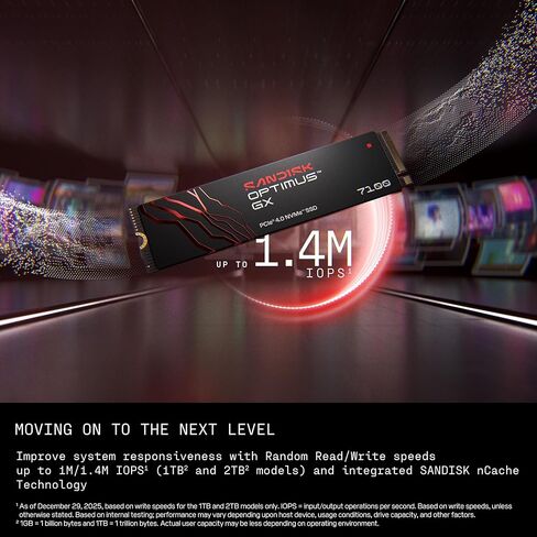 سانديسك 1 تيرابايت أوبتيموس GX 7100 NVMe SSD - PCIe Gen 4، M.2 2280، سرعة قراءة تصل إلى 5,800 ميجابايت/ثانية - SDSP71100TAN in Kuwait