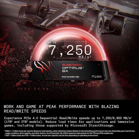 سانديسك 2 تيرابايت أوبتيموس GX 7100 NVMe SSD - PCIe Gen 4، M.2 2280، سرعة قراءة تصل إلى 5,800 ميجابايت/ثانية - SDSP71200TAN in Kuwait