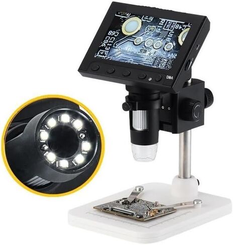 Microscope Kit LED Illumination USB Microscope 1000X Electronic Video Microscope 2.0 MP Or 5.0 MP 4.3 Inch LCD Display Microscope Slides,5.0 MP Plastic Base in Kuwait
