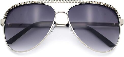 Silver Rhinestone Trimmed Pilot Sunglasses in Saudi Arabia