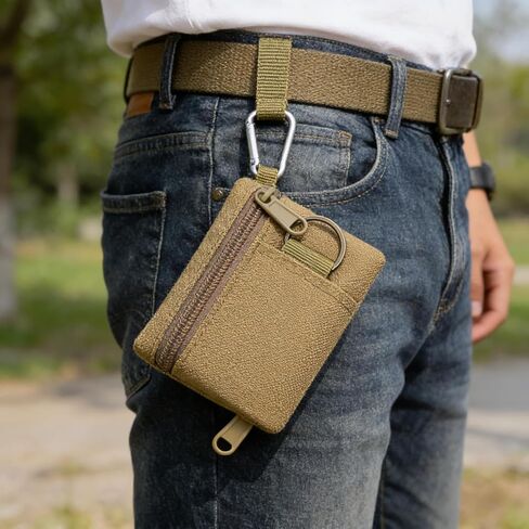 حقيبة صغيرة EDC Molle، حقيبة بطاقات مفاتيح محمولة، حقيبة تخزين العملات المعدنية، محفظة أدوات من النايلون المقاوم للماء مع حلقة تسلق، حزمة خصر صغيرة معلقة للتخييم في الهواء الطلق، والمشي لمسافات طويلة، والرياضة (بني ذئب البراري) in Kuwait