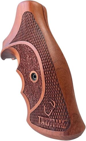 مقبض جديد من الخشب الصلب متوافق مع جهاز تتبع الإطار المضغوط Taurus/Judge 17 44 415 425 450 617 627 692 نسيج خشن ومدقق منقوش #TRACKER05، بني in Kuwait