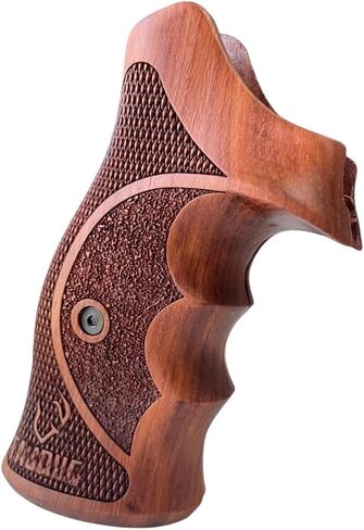مقبض جديد من الخشب الصلب متوافق مع جهاز تتبع الإطار المضغوط Taurus/Judge 17 44 415 425 450 617 627 692 نسيج خشن ومدقق منقوش #TRACKER05، بني in Kuwait