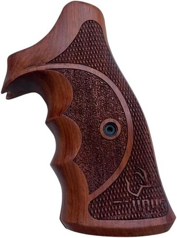 مقبض جديد من الخشب الصلب متوافق مع جهاز تتبع الإطار المضغوط Taurus/Judge 17 44 415 425 450 617 627 692 نسيج خشن ومدقق منقوش #TRACKER05، بني in Kuwait