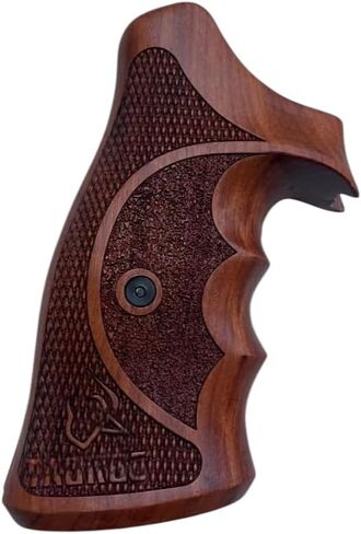مقبض جديد من الخشب الصلب متوافق مع جهاز تتبع الإطار المضغوط Taurus/Judge 17 44 415 425 450 617 627 692 نسيج خشن ومدقق منقوش #TRACKER05، بني in Kuwait