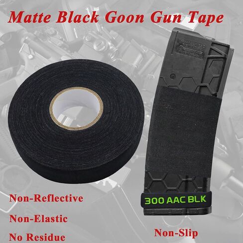 Gun Grip Tape - 1 Inch x 27.34 Yards Black Goon Tape, Water-Resistant Tactical Tape Handle Protector, Non-Slip & Non-Reflective Grip Tape for Pistol Rifle Handgun & Shotguns in Kuwait