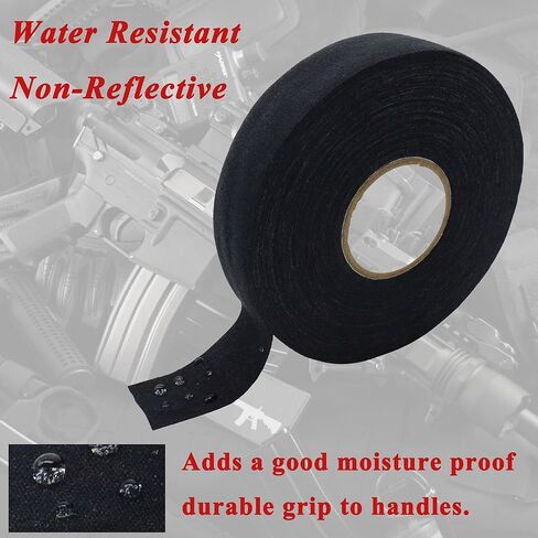 Gun Grip Tape - 1 Inch x 27.34 Yards Black Goon Tape, Water-Resistant Tactical Tape Handle Protector, Non-Slip & Non-Reflective Grip Tape for Pistol Rifle Handgun & Shotguns in Kuwait