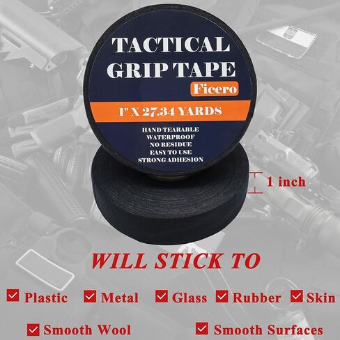Gun Grip Tape - 1 Inch x 27.34 Yards Black Goon Tape, Water-Resistant Tactical Tape Handle Protector, Non-Slip & Non-Reflective Grip Tape for Pistol Rifle Handgun & Shotguns in Kuwait