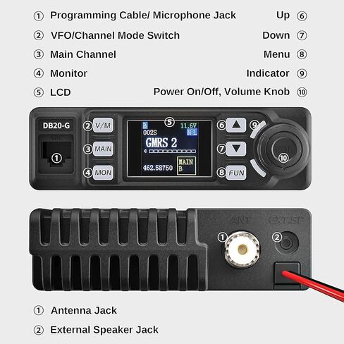 Radioddity DB20-G Mini Mobile Radio 20W GMRS Repeater Capable with Mobile Radio External Speaker in Kuwait