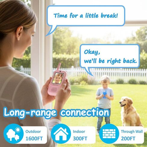 2026 Upgraded Kids Video Walkie Talkies 2 Pack, Rechargeable Long Range Walkie Talkies for Kids, Video Intercom with Voice-Changing, Photo Sharing, Voice Chat, Emoji Messaging Modes (Blue+Pink) in Kuwait