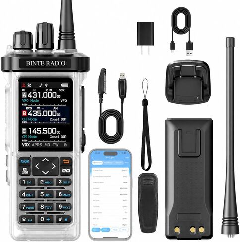 راديو هام 9000 محمول مع نظام تحديد المواقع APRS، برمجة تطبيقات بلوتوث، راديو متعدد الموجات طويل المدى في اتجاهين، محلل الطيف، USB-C قابل لإعادة الشحن، AM/FM/SW RX، جهاز اتصال لاسلكي للبالغين in Kuwait