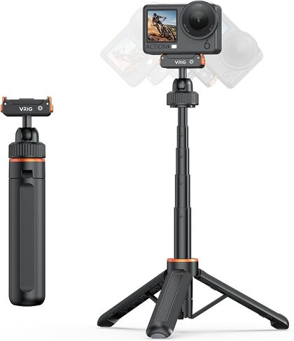 حامل ثلاثي القوائم VRIG OSMO Action6 مع محول مغناطيسي سريع التحرير، وقضيب تمديد صغير يدور 360 درجة ومقبض قطبي ممتد لملحقات DJI OSMO Action6 /OSMO NanoAccessories in Kuwait