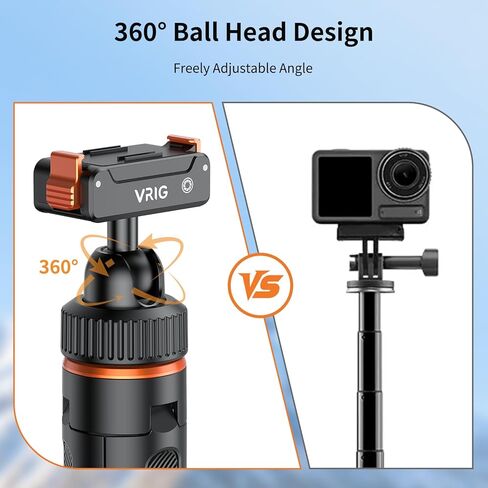 حامل ثلاثي القوائم VRIG OSMO Action6 مع محول مغناطيسي سريع التحرير، وقضيب تمديد صغير يدور 360 درجة ومقبض قطبي ممتد لملحقات DJI OSMO Action6 /OSMO NanoAccessories in Kuwait
