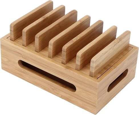 Wooden Charging Station Organizer, Stylish Retro Adjustable Multiple Device Charging Station Rack with Cable Box Organizer for Laptop Tablets Pads Smartphones in Kuwait