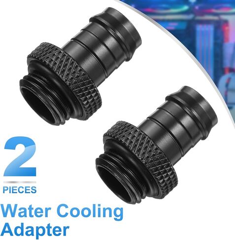 Generic 2pcs Water Cooling Barb Fitting G1/4" Thread 9.5mm OD PC Water Cooling System Soft Tube Connectors Hose Barb Fitting for PC Tube System, Black in Kuwait