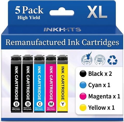 Remanufactured Ink Cartridges Replacement for Epson 812XL Ink Cartridges Combo Pack for 812 XL Work with Workforce Pro WF-7840 WF-7820 WF-7310 EC-C7000 Printer (5 Pack, Latest Chip) in Kuwait