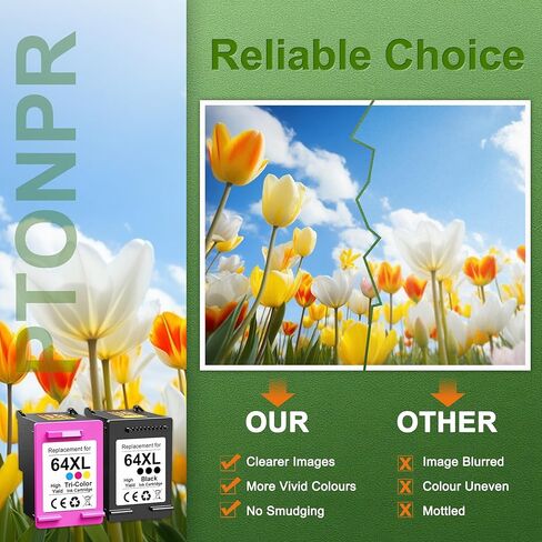 64XL Ink Cartridges High Yield Combo Pack (2-Pack, Black, Tri-Color) Replacement for HP 64XL Envy Photo 7858 7855 7155 6255 6252 6230 7120 7158 Envy 7255e 7955e 7958e Printer in Kuwait