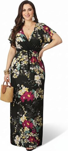 KOH KOH Womens Long Summer Floral Evening Sexy Kaftan Evening Gown Maxi Dress in Kuwait