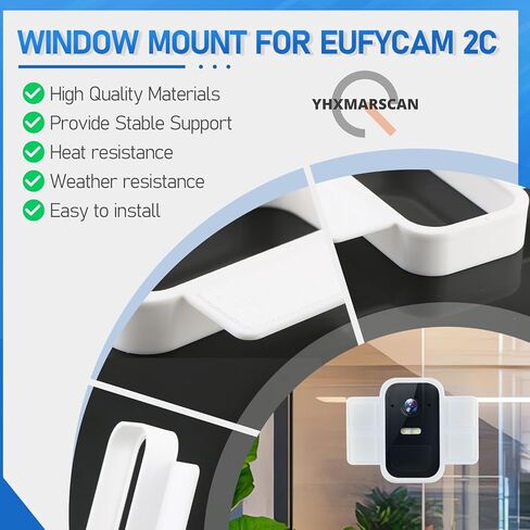 حامل نافذة لكاميرا مراقبة المنزل اللاسلكية EufyCam 2C، بدون مثقاب، حامل لاصق قوي مضاد للسرقة لـ Eufy 2C، بدون انعكاسات داخلية (أبيض) in Kuwait