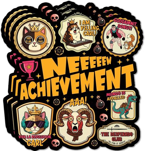 3 عبوات من ملصقات الإنجاز الجديدة Dungeon Crawler Carl Gamer Trophy Princess Donut Bookish Fantasy Reader ملصق مضاد للماء من الفينيل لزجاجة المياه، الكمبيوتر المحمول، الهاتف، هدية السيارة 3 بوصة in Kuwait