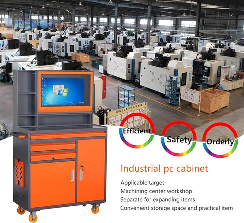 خزانة كمبيوتر صناعية، خزانة كمبيوتر LCD آمنة متنقلة مناسبة لمرآب ورشة عمل CNC، حاوية كمبيوتر صناعي للشاشات حتى 27 بوصة in Kuwait