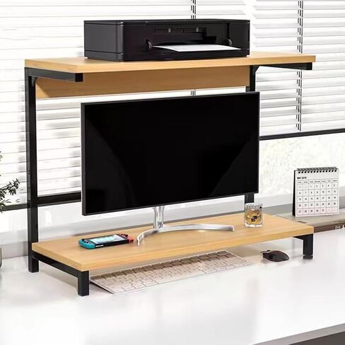2-Tier Computer Monitor Riser Printer Stand Storage Shelf Monitor Desktop Stand for Printer Desktop Computer Laptops and Monitor in Kuwait