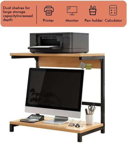 2-Tier Computer Monitor Riser Printer Stand Storage Shelf Monitor Desktop Stand for Printer Desktop Computer Laptops and Monitor in Kuwait