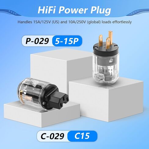 قابس طاقة CERRXIAN HiFi، 10A/250V 15A/125V NEMA 5-15P & IEC C15 مجموعة قابس طاقة الصوت وموصل DIY لسلك الطاقة الصوتي HiFi Audio Power Cable (P-029/C-029) in Kuwait