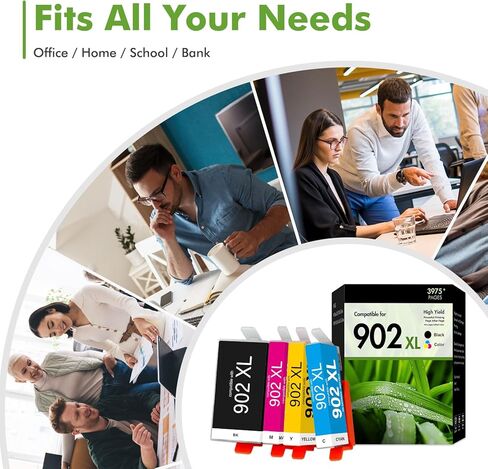 902XL 902 Ink Cartridges Replacement for HP 902 XL Ink Cartridges Combo Pack Work for OfficeJet Pro 6978 6970 6968 6958 6960 6972 Officejet 6950 6962 Printers, 4-Pack (Black/Cyan/Magenta/Yellow) in Kuwait