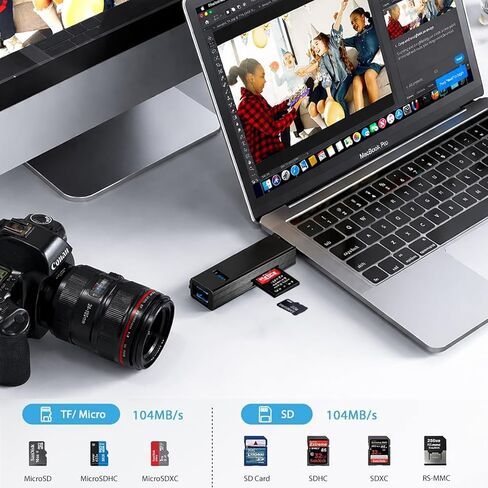 VIENON USB 3.0 Hub 6-in-1, Aluminum USB Adapter with Power Port, SD/TF Card Reader, USB Splitter Expander for Laptop, PC, Desktop, Car, Connect U Disk, Flash Drive, Mouse, Keyboard, HDD, SSD in Kuwait