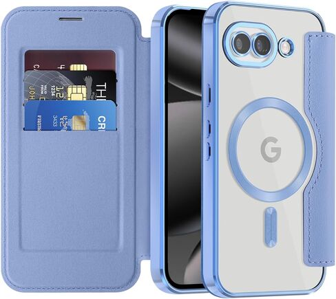 Flip Case for Google 10a Clear Shell Leather Cover Electroplate Heavy Duty 360 Protect Wireless Charge Anti-Skimming Card Slot Wallet Case for Google Pixel 10a. JD Black in Saudi Arabia