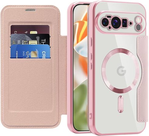 Flip Case for Google 10a Clear Shell Leather Cover Electroplate Heavy Duty 360 Protect Wireless Charge Anti-Skimming Card Slot Wallet Case for Google Pixel 10a. JD Black in Saudi Arabia
