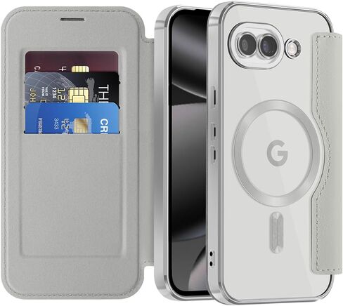 Flip Case for Google 10a Clear Shell Leather Cover Electroplate Heavy Duty 360 Protect Wireless Charge Anti-Skimming Card Slot Wallet Case for Google Pixel 10a. JD Black in Saudi Arabia