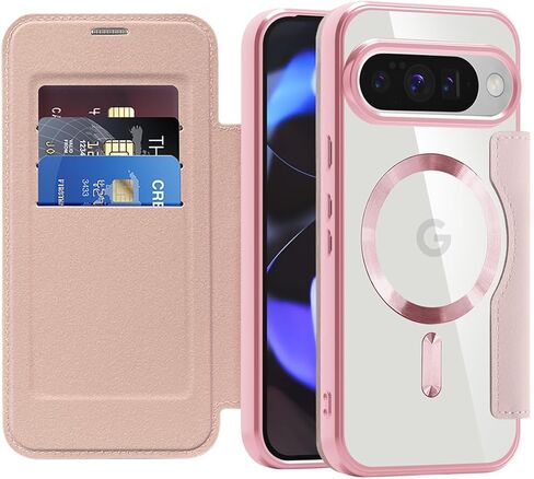 Flip Case for Google 10a Clear Shell Leather Cover Electroplate Heavy Duty 360 Protect Wireless Charge Anti-Skimming Card Slot Wallet Case for Google Pixel 10a. JD Black in Saudi Arabia