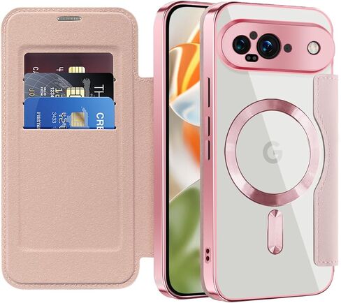 Flip Case for Google 10a Clear Shell Leather Cover Electroplate Heavy Duty 360 Protect Wireless Charge Anti-Skimming Card Slot Wallet Case for Google Pixel 10a. JD Black in Saudi Arabia