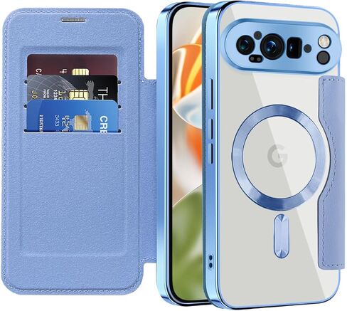 Flip Case for Google 10a Clear Shell Leather Cover Electroplate Heavy Duty 360 Protect Wireless Charge Anti-Skimming Card Slot Wallet Case for Google Pixel 10a. JD Black in Saudi Arabia