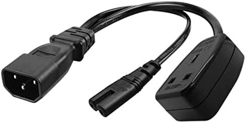 Toptekits C14 to Dual NEMA 1-15R Y Splitter Power Cord, Single IEC C14 to 2 US 2 Prong Female Socket Y Split Power Cable, 1ft/30cm, 10A 250V, 18AWG Pure Copper, Black in Kuwait