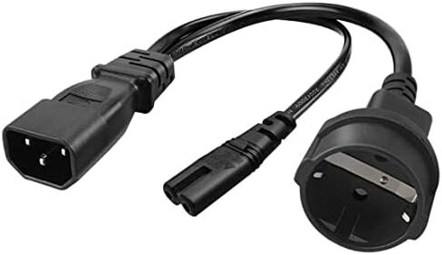 Toptekits C14 to Dual NEMA 1-15R Y Splitter Power Cord, Single IEC C14 to 2 US 2 Prong Female Socket Y Split Power Cable, 1ft/30cm, 10A 250V, 18AWG Pure Copper, Black in Saudi Arabia