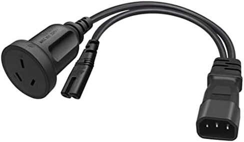 Toptekits C14 to Dual NEMA 1-15R Y Splitter Power Cord, Single IEC C14 to 2 US 2 Prong Female Socket Y Split Power Cable, 1ft/30cm, 10A 250V, 18AWG Pure Copper, Black in Saudi Arabia