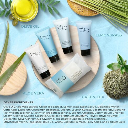 H2O Therapy Hotel Soaps and Toiletries Bulk Set | 1-Shoppe All-In-Kit Amenities for Hotels & Airbnb | .85oz Hotel Shampoo & Conditioner, Body Wash, Body Lotion & 1 oz Bar Soap Travel Size | 300 Pieces in Saudi Arabia