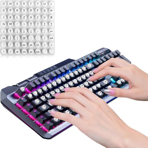 64 Pcs Keyboard Stickers for Long Nails, Nail Art Typing Raised Keyboard Silicone Keycaps, Soft Silicone Bubbles Keyboard with Letters Perfect for Remote Workers with Passion for Nail Art in Kuwait