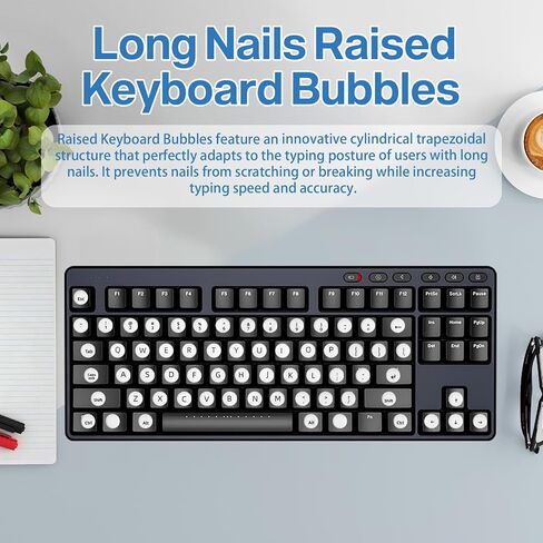 64 Pcs Keyboard Stickers for Long Nails, Nail Art Typing Raised Keyboard Silicone Keycaps, Soft Silicone Bubbles Keyboard with Letters Perfect for Remote Workers with Passion for Nail Art in Kuwait