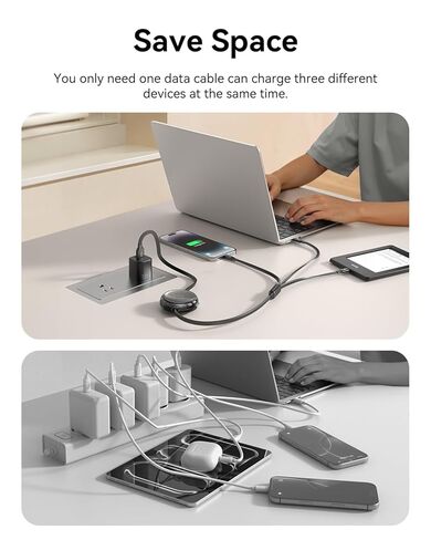 كابل شاحن متعدد mcdodo 3 في 1 كابل شحن USB قابل للسحب مع منافذ Lightning/Type C/Micro USB، سلك شاحن USB بطول 4FT قابل للتعديل لأجهزة iPhone/iPad/Galaxy/الأجهزة اللوحية والمزيد in Kuwait