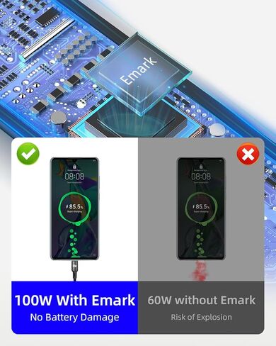 كابل شحن سريع مقسم USB C بقوة 100 واط من GELRHONR بطول 4 أقدام، كابل مقسم من النايلون المضفر 2 في 1 USB C إلى C، سلك شاحن مزدوج من النوع C للهاتف والكمبيوتر المحمول والكمبيوتر اللوحي والمزيد in Kuwait