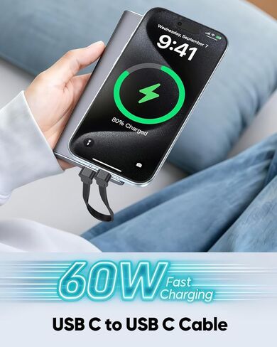 كابل USB C قصير 6 بوصة 2 حزمة، 60 وات مزدوج الزاوية اليمنى C إلى C كابل PD شحن سريع، سلك شاحن USB C مسطح 90 درجة متوافق مع بنك الطاقة، iPhone 17/16/15، Galaxy S25/S24/S23، بكسل in Kuwait