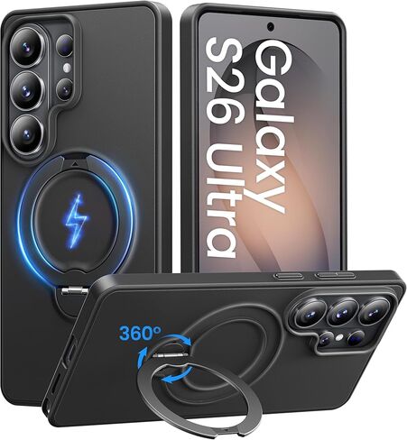 GolbinBox for Samsung Galaxy S26 Ultra Case with 360° Spin Magnetic Stand,[Compatible with MagSafe],[Military Drop Protection], Shockproof Slim Lightweight Protective for S26 Ultra Case, Black in Kuwait